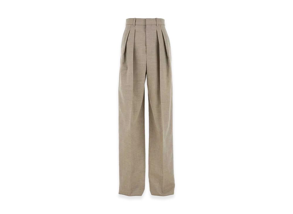 Saint Laurent Women's Beige Wool Wide-Leg Pant "Beige/Tan"