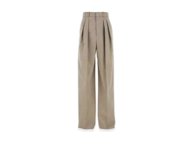 Saint Laurent Women's Beige Wool Wide-Leg Pant "Beige/Tan"