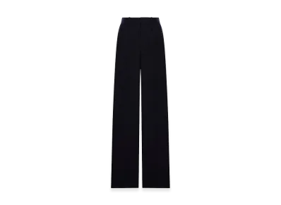 Saint Laurent Women's Wide Leg Trousers In Chine Wool "Dark Blue"