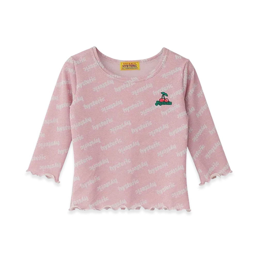 HYSTERIC GLAMOUR Cheery Embroidery 3/4 Sleeve Tee "Pink"