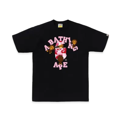 A BATHING APE ABC Camo College Milo Tee "Black/Pink"