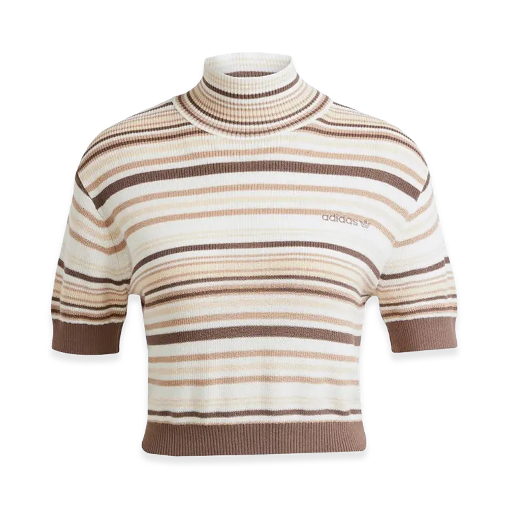 adidas Stripe Cropped Turtleneck "Brown"