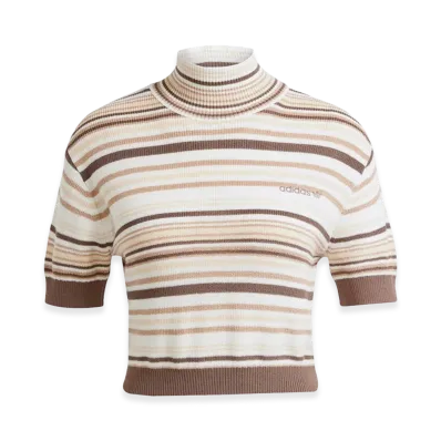adidas Stripe Cropped Turtleneck "Brown"