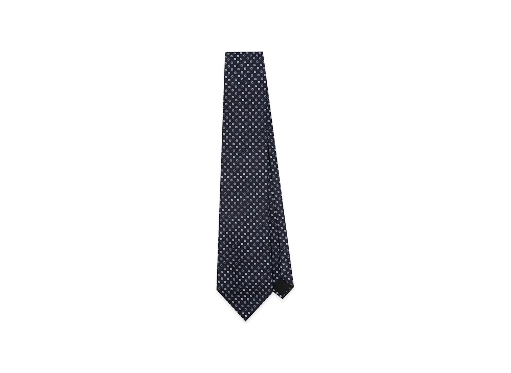 Saint Laurent Embroidered Silk Tie "Blue"