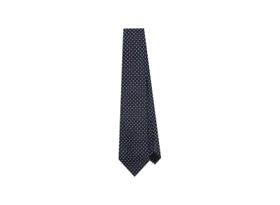 Saint Laurent Embroidered Silk Tie "Blue"