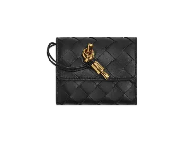 Bottega Veneta Andiamo Tri-Fold Zip Wallet "Black"