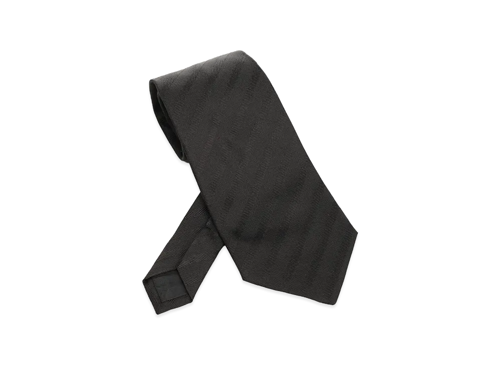 Saint Laurent Striped Silk Jacquard Tie "Black"