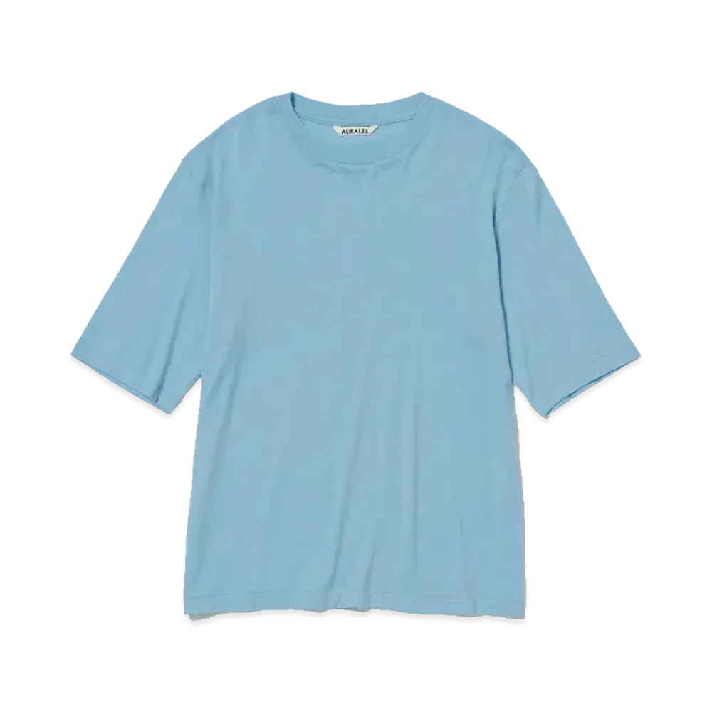 AURALEE Extra Fine Wool Jersey Tee "Light Blue"