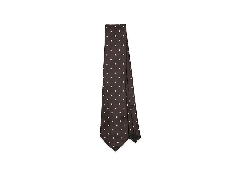 Saint Laurent Women's Polka Dot Silk Tie "Brown"