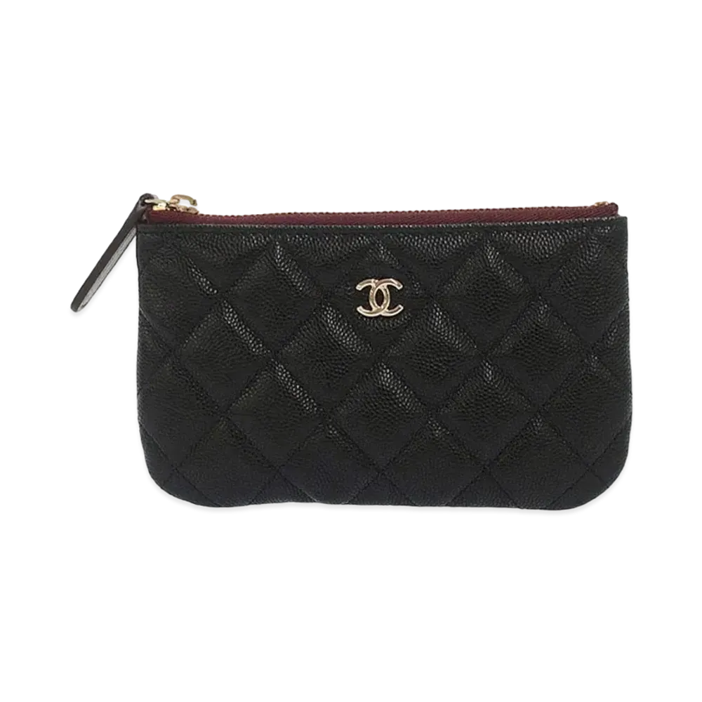 CHANEL Classic pouch Matelasse Caviar skin "Black/Gold"