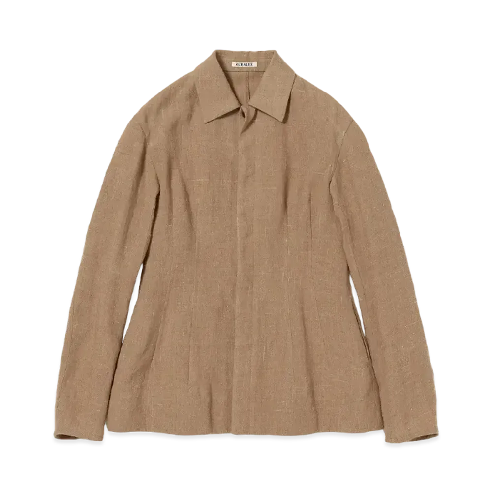 AURALEE Linen Silk Tweed Blouson "Brown"
