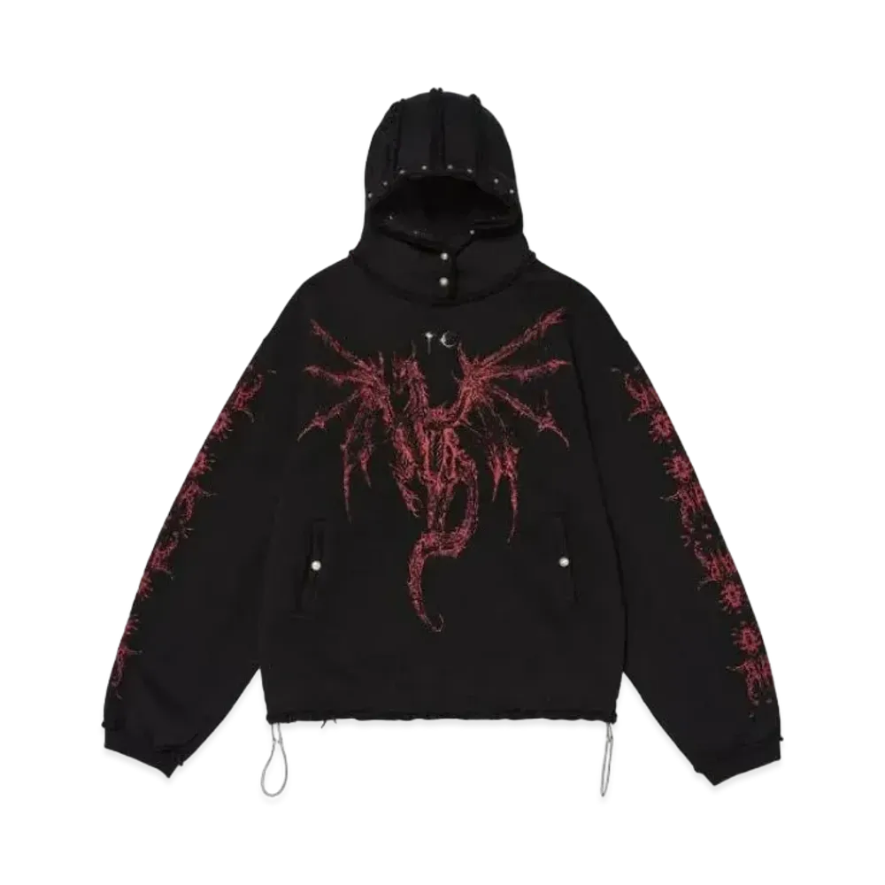 THUG CLUB Dragon Stud Hoodie "Black"