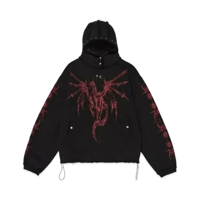 THUG CLUB Dragon Stud Hoodie "Black"
