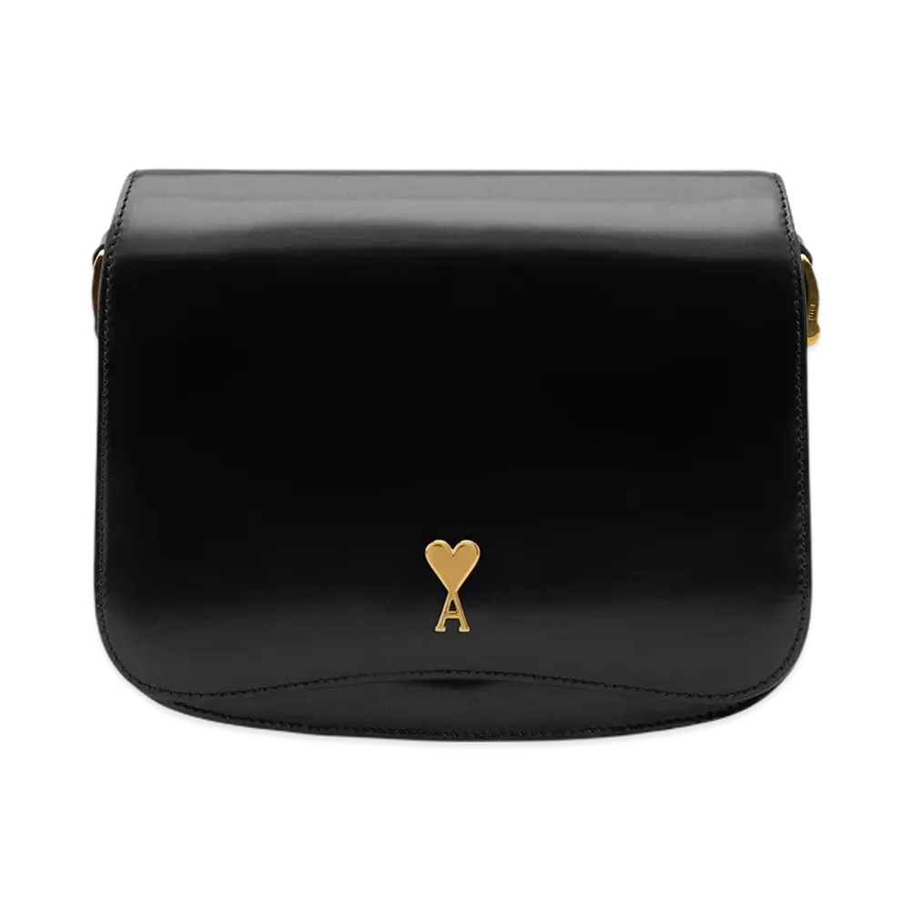 AMI PARIS Glazed Leather Paris Paris Bag "Cherry"