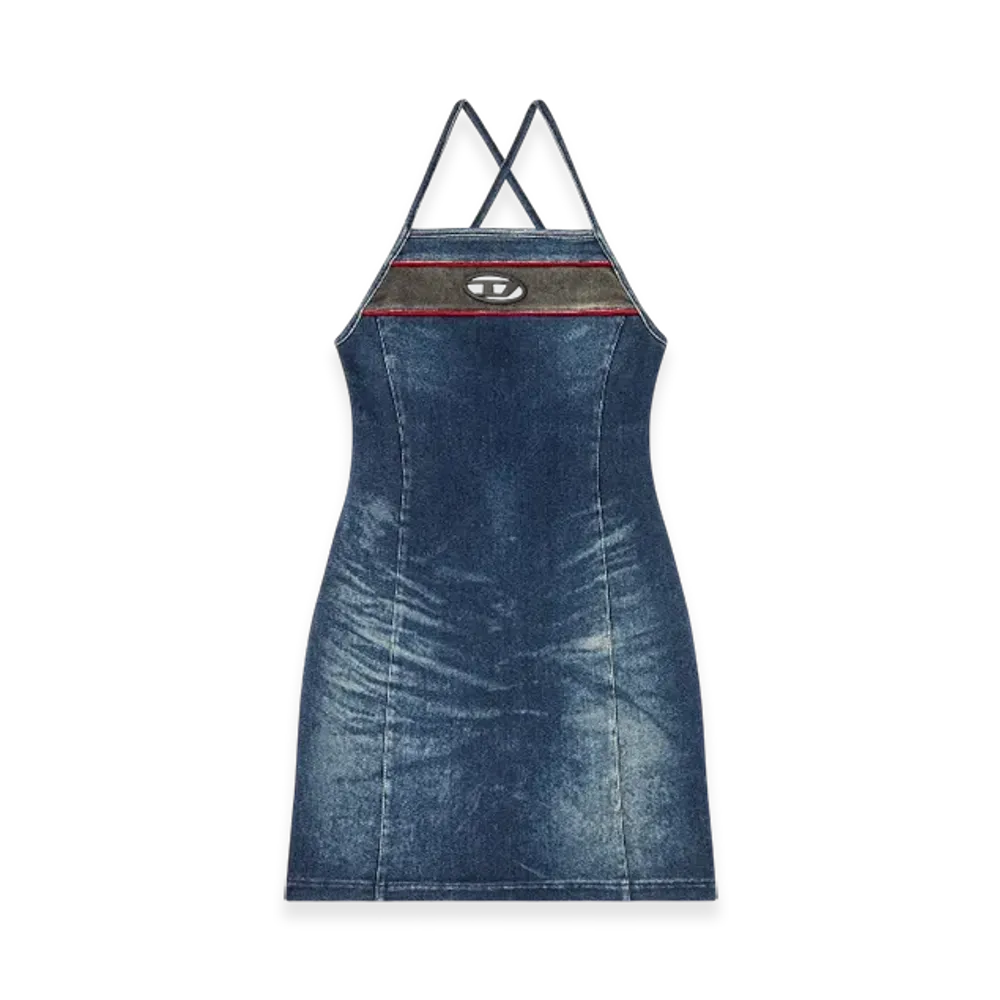 Diesel De-Pilu-Dress-S Short Dress In Stretch Bicolour Denim "Dark Blue"