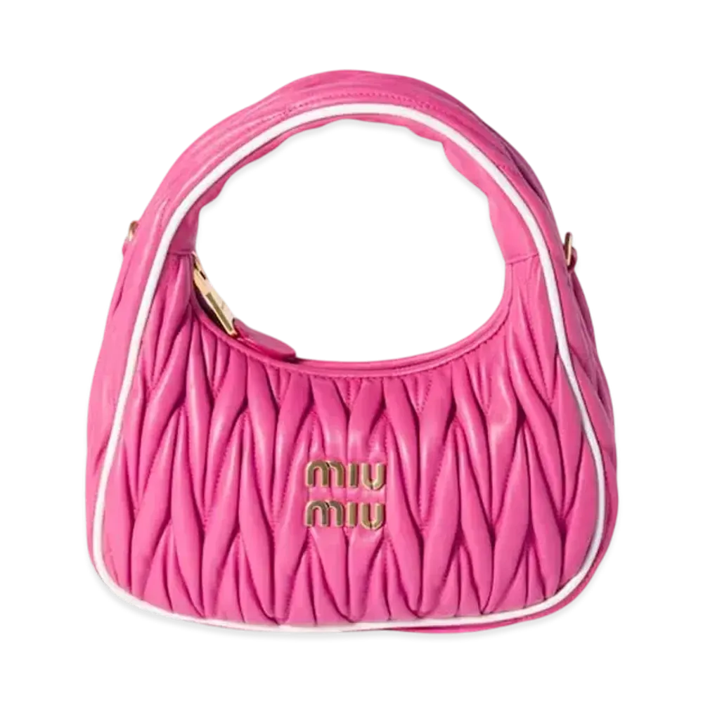MIUMIU Wander Matelasse Nappa Leather Bag "Fuchsia Pink/White"