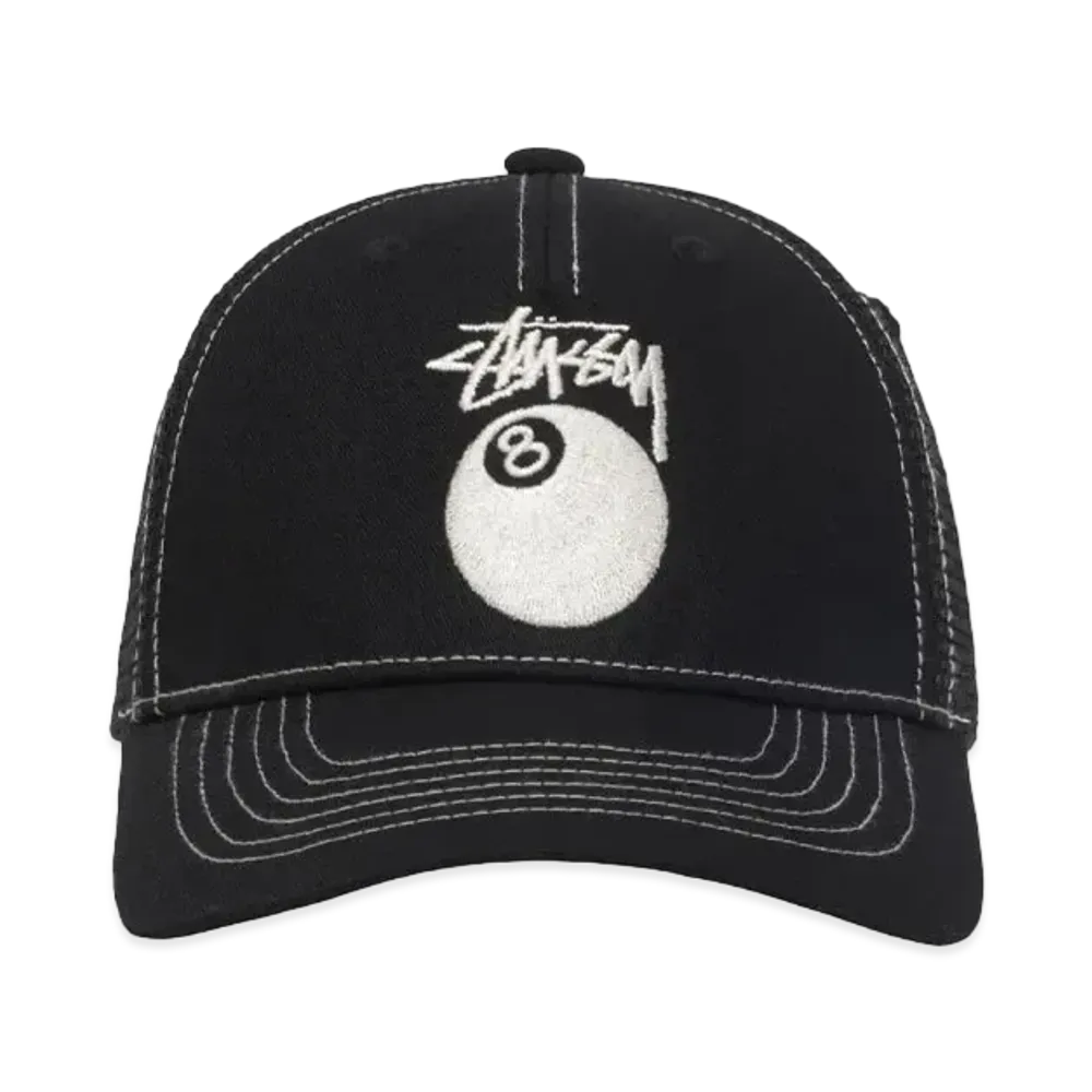 Stussy Low Pro Trucker 8 Ball Snapback "Black"