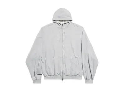 BALENCIAGA Hi There Large Zip-Up Hoodie "Heather Gray"