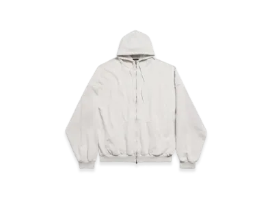BALENCIAGA Security Tape Zip Up Hoodie Large Fit "White"
