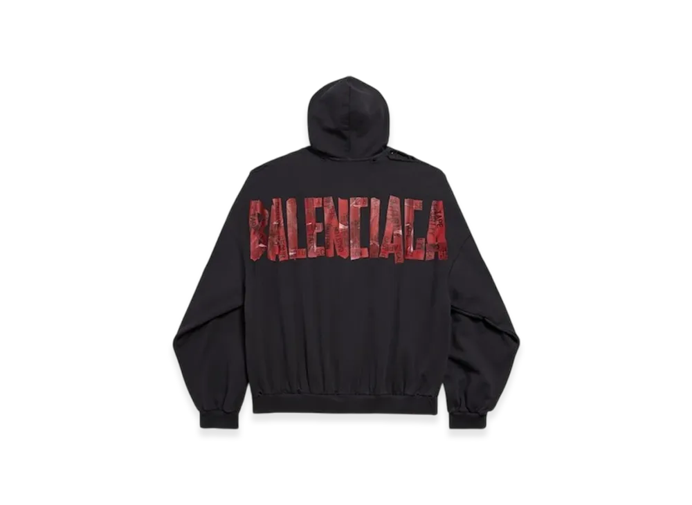 BALENCIAGA セキュリティテープロゴ ラージジップアップパーカー バレンシアガセキュリティテープロゴ大きなジップアップパーカー