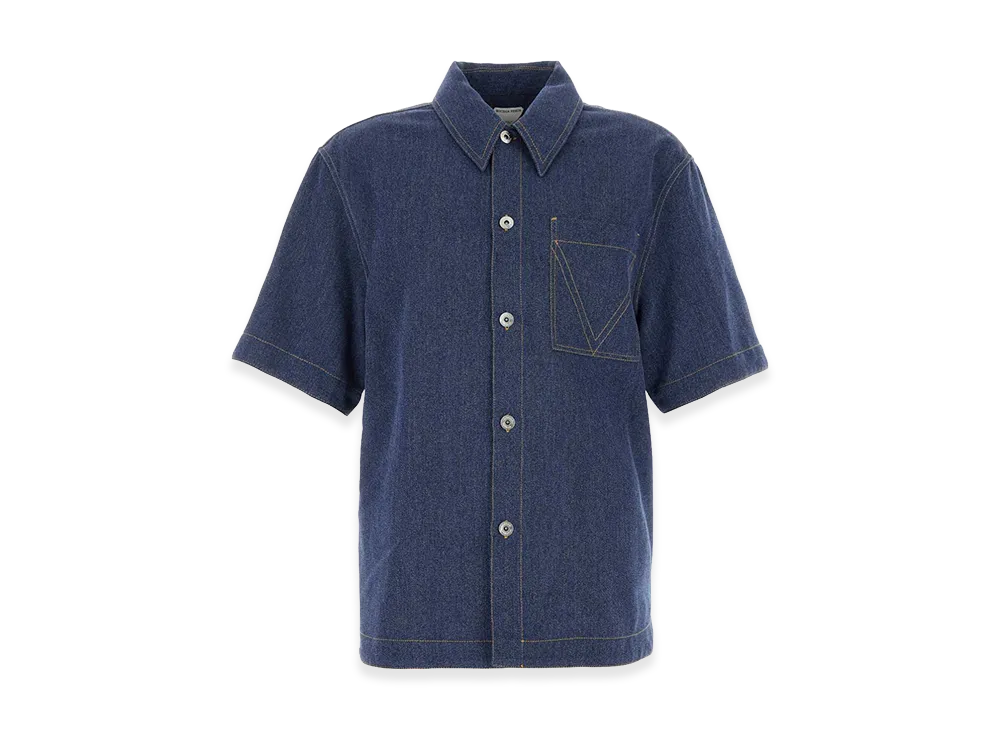 Bottega Veneta Melange Blue Drill Shirt "Blue"