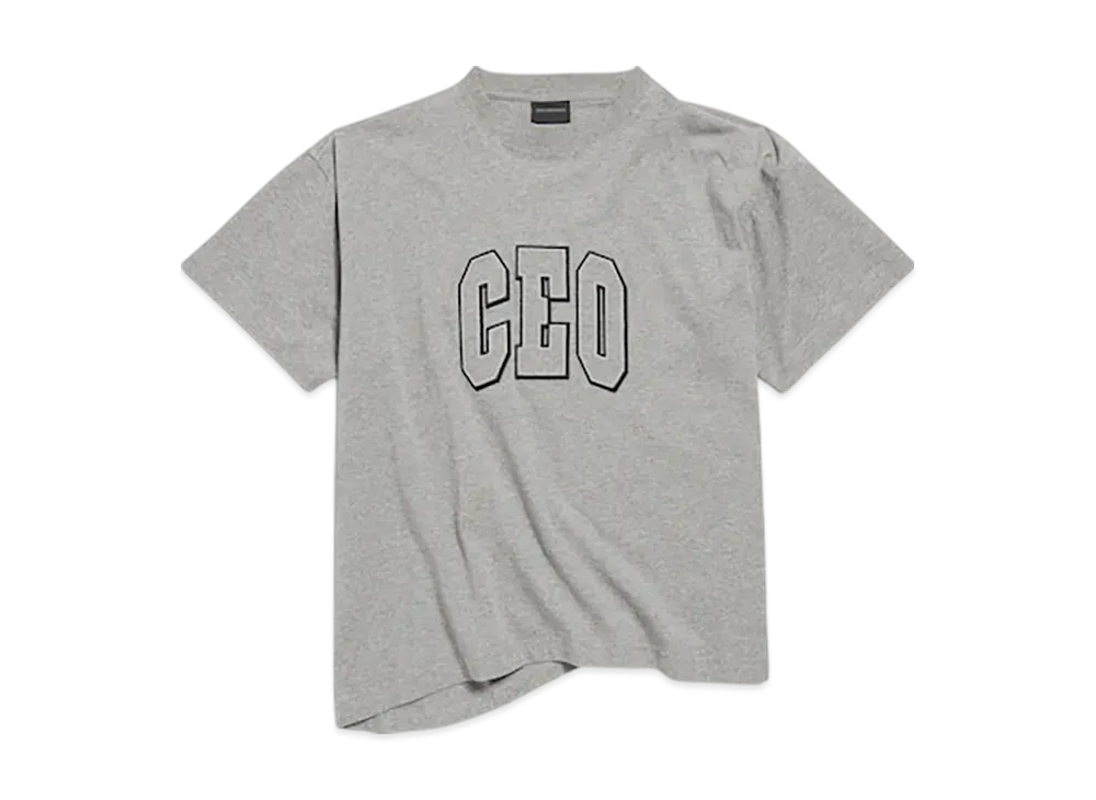 BALENCIAGA CEO Team Logo Boxy T-Shirt "Heather Grey"