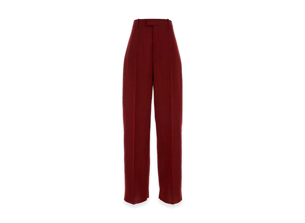 Bottega Veneta Women's Melange Red Wool Blend Wide-Leg Pant "Red"