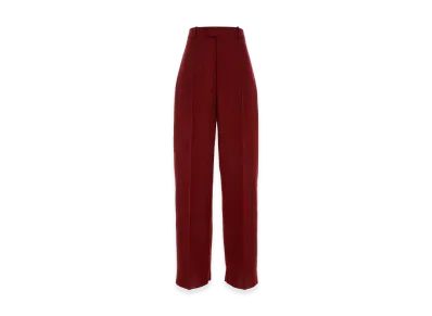 Bottega Veneta Women's Melange Red Wool Blend Wide-Leg Pant "Red"
