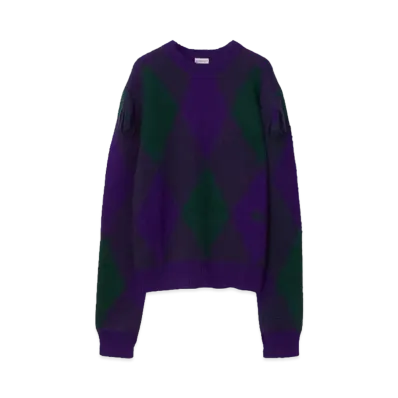 Burberry Men's Argyle Wool Sweater "Royal"
