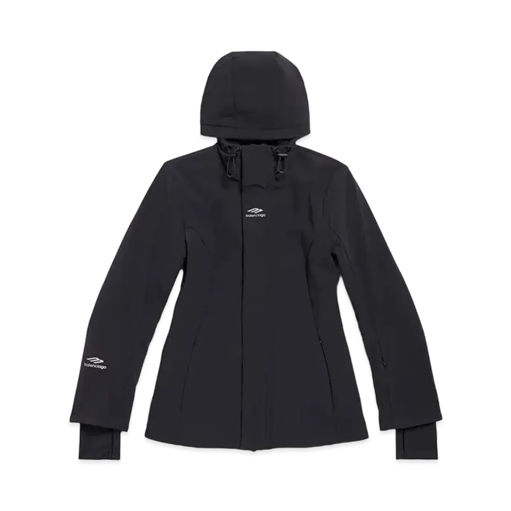 BALENCIAGA Women's 3B Sports Icon Ski Hourglass Parka Bonded Stretch Nylon "Black"