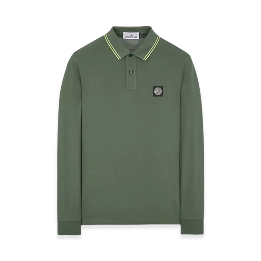 Stone Island 2SL18 Stretch Organic Pique Long-Sleeve Polo - 24SS "Avio Blue"