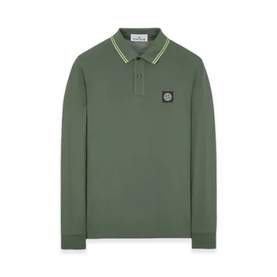 Stone Island 2SL18 Stretch Organic Pique Long-Sleeve Polo - 24SS "Avio Blue"