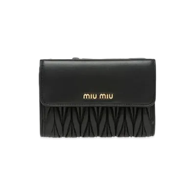 MIU MIU Materasse Leather Wallet "Black"
