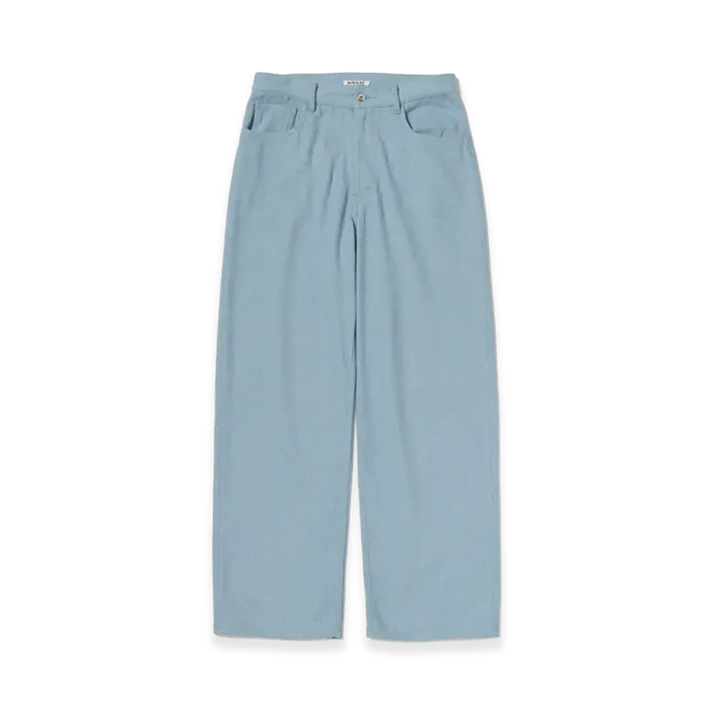 AURALEE Silk Nep Denim 5P Wide Pants "Light Blue"