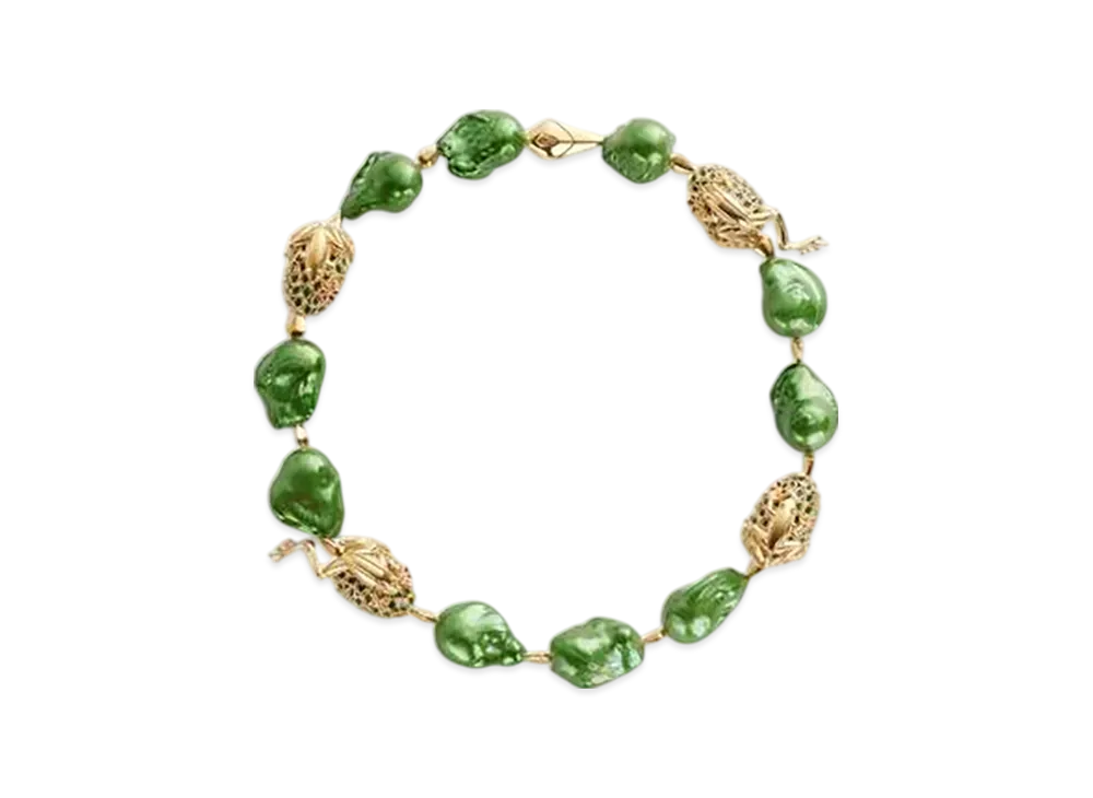Bottega Veneta Rana Pearls Necklace "Fresh Mint/Avocado"