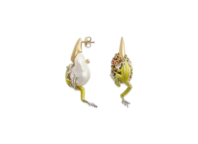 Bottega Veneta Rana Earrings "White/Avocado"