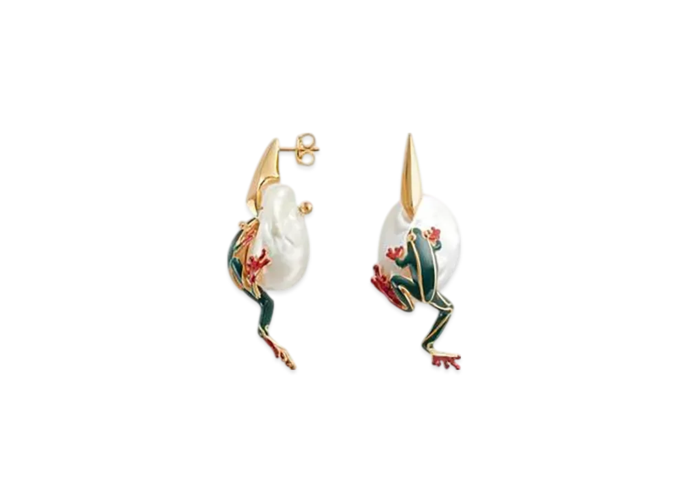 Bottega Veneta Rana Earrings "White/Avocado"