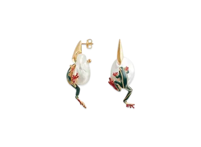 Bottega Veneta Rana Earrings "White/Avocado"