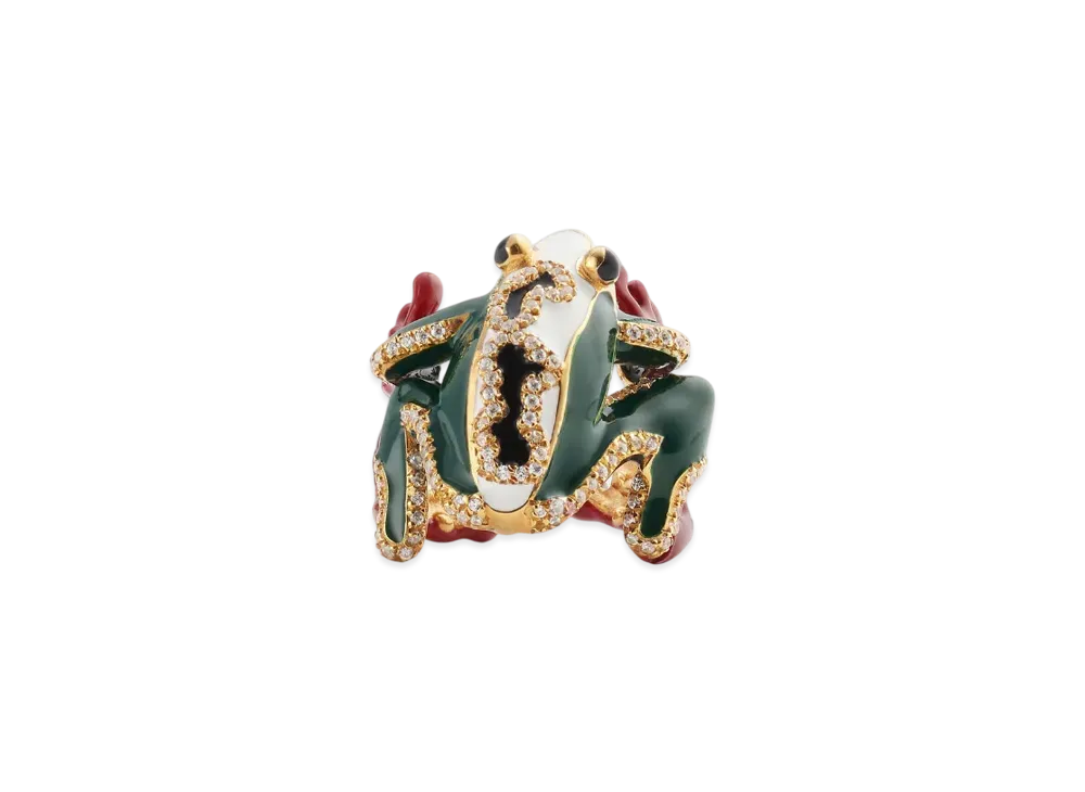 Bottega Veneta Rana Ring "White/Dark Green"