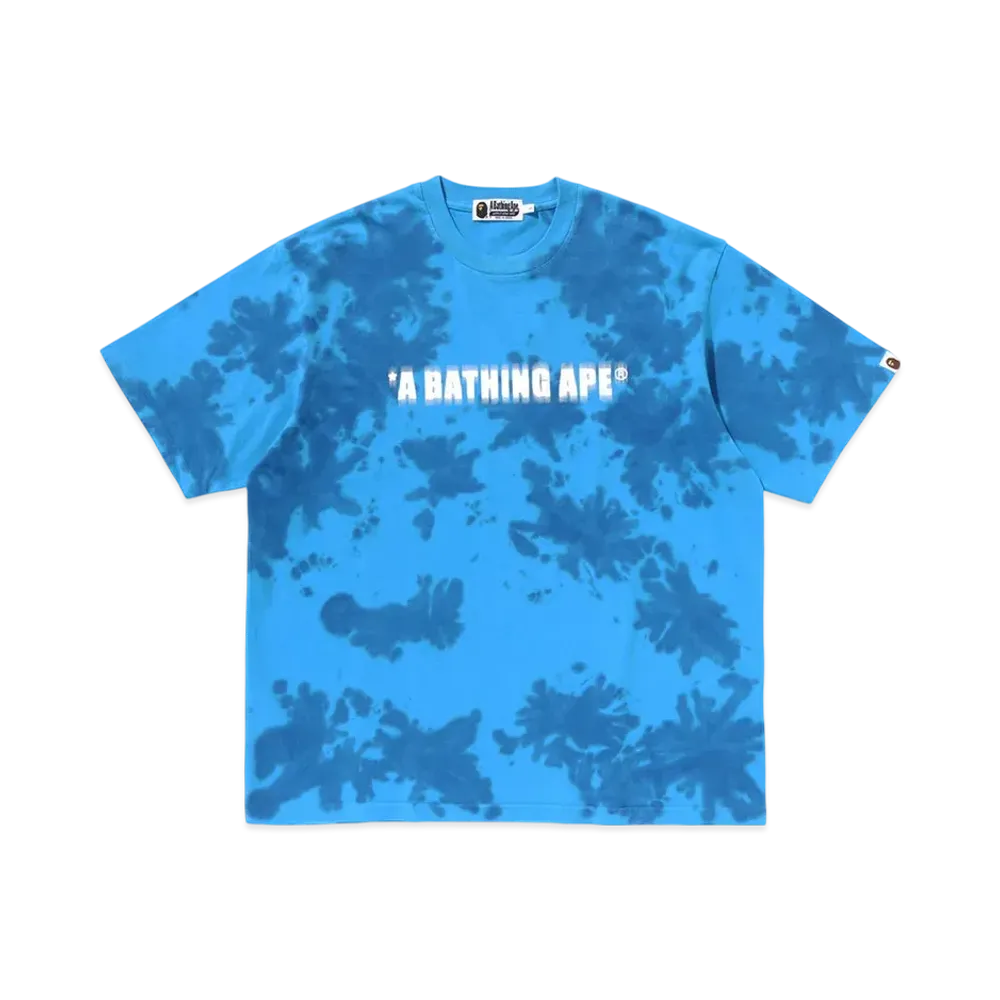 A BATHING APE Destroyed Bleach Logo Relaxed Fit Tee "Blue"