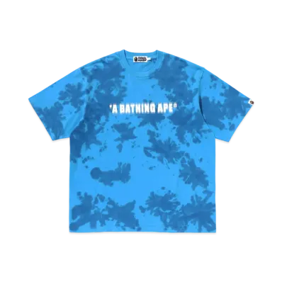 A BATHING APE Destroyed Bleach Logo Relaxed Fit Tee "Blue"