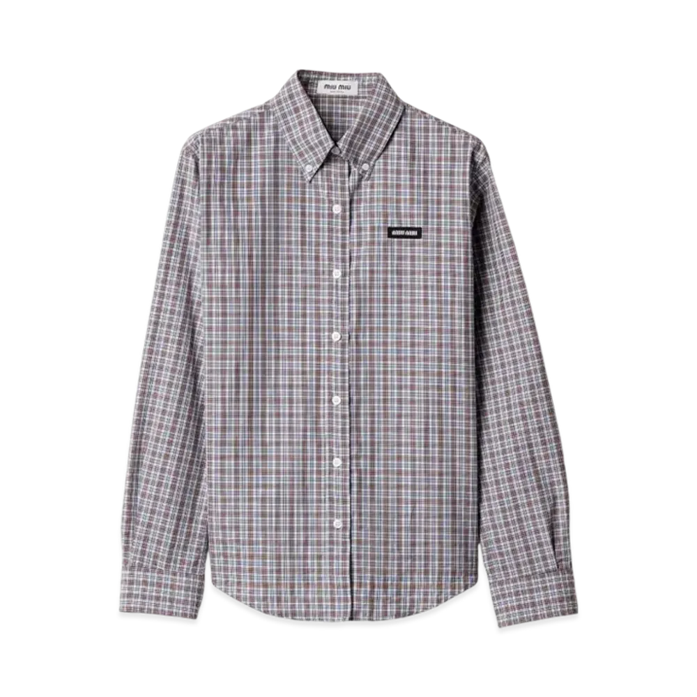 MIUMIU Women's Checked Shirt "Aviator Blue/Burgundy"