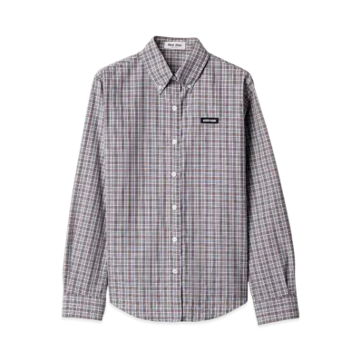 MIUMIU Women's Checked Shirt "Aviator Blue/Burgundy"