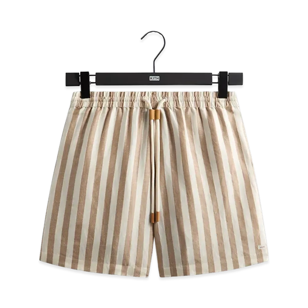 Kith Spun Silk Linen Stripe Kellen Short "Chai"