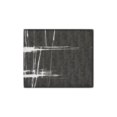 Dior Scribble Canvas Calfskin Wallet "Black"