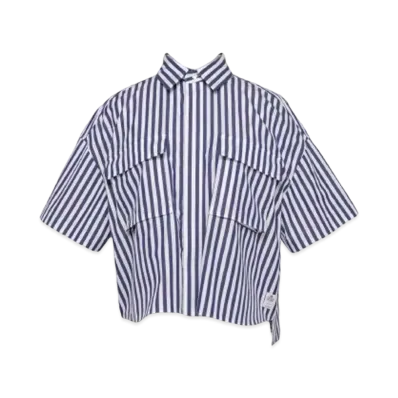 sacai Thomas Mason Cotton Poplin Shirt "Navy Stripe"