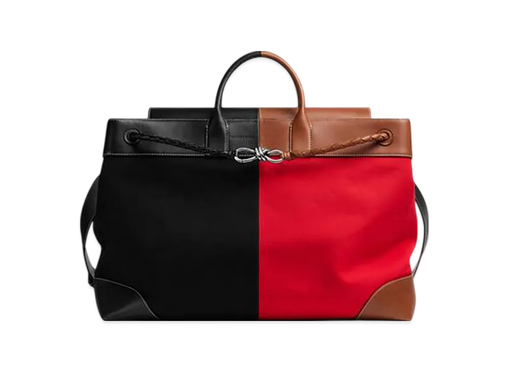 Bottega Veneta Large Andiamo Voyager "Black/Scarlet/Light Wood"