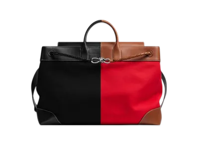 Bottega Veneta Large Andiamo Voyager "Black/Scarlet/Light Wood"