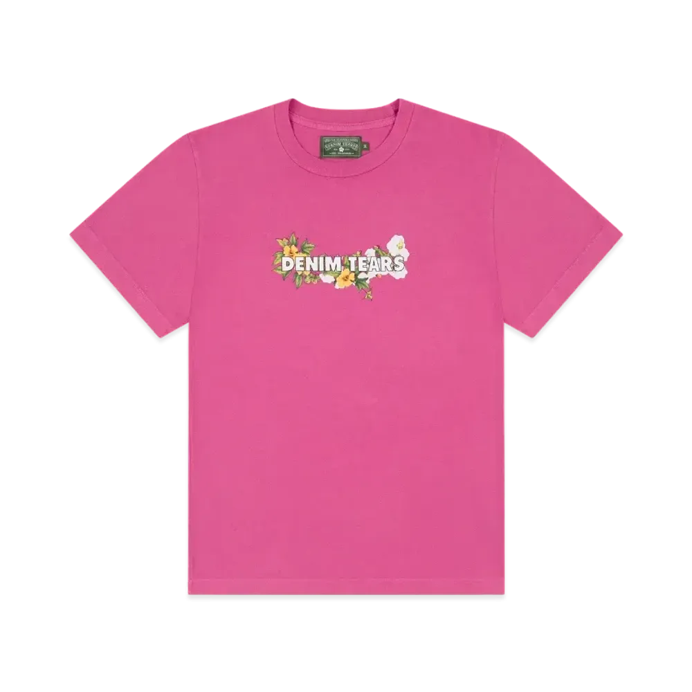 DENIM TEARS Cotton Floral Logo Tee "Pink"