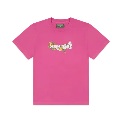 DENIM TEARS Cotton Floral Logo Tee "Pink"